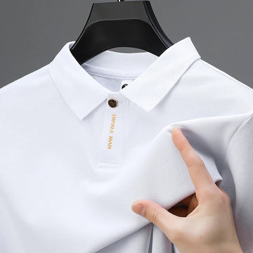 Riolio Lightweight Polo Shirt Short Sleeve Tshirts for Men Casual Streetwear Lapel Button Jogging Tops Summer Men's Solid Color Shirts